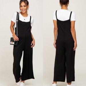 Pinkblush Black Wide-Leg Spaghetti Strap Jumpsuit